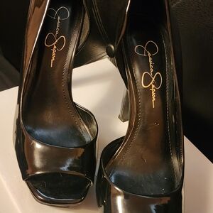 Jessica Simpson JS-Bede Black Peep Toe Heels